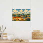De daken van Brighton & Hove – Whimsical Townscape Poster (Keuken)