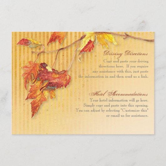 De dalende Bladeren - de Autumn Herfst drijft Hote Informatiekaartje (Voorkant)