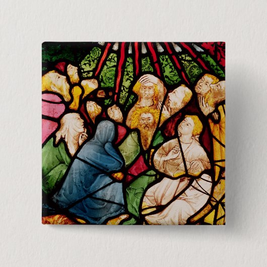 De daling van de Heilige Geest, c.1400 Vierkante Button 5,1 Cm (Voorkant)