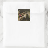 De daling van het Kruis Vierkante Sticker (Tas)