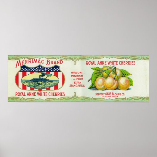 De Dalles, Oregon - Merrimac White Cherries Poster (Voorkant)