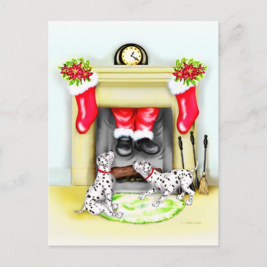 De Dalmation kerstkerstkerstkerstkerstman valt bin Feestdagenkaart (Voorkant)