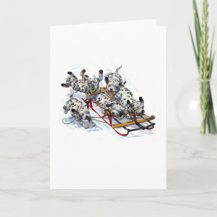 De Dalmatische Jongen van Sledding Feestdagen Kaart