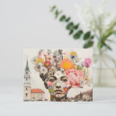 De Dame Collage Bloemen en Gebouwen Briefkaart (Staand voorkant)