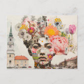 De Dame Collage Bloemen en Gebouwen Briefkaart (Voorkant)