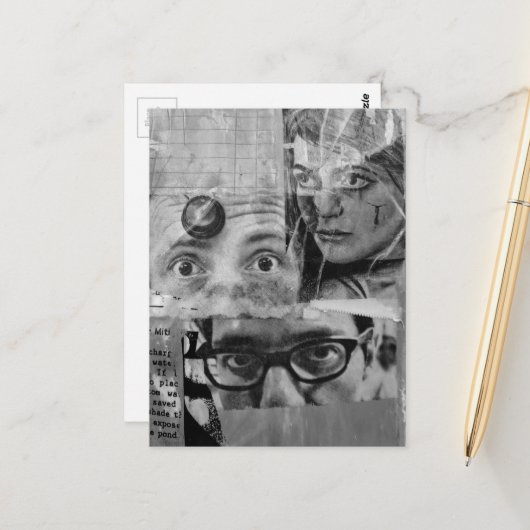 De Dame en de Dokters Mixed Media Collage Briefkaart (Voorkant / Achterkant in situ)