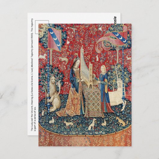 De Dame en de Eenhoorn, Gehoor Briefkaart (Voorkant / Achterkant)