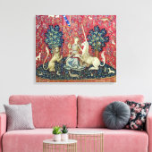 De Dame en de Eenhoorn, Zicht Canvas Afdruk (Insitu (Woonkamer))