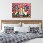 De Dame en de Eenhoorn, Zicht Canvas Afdruk (Insitu (Slaapkamer))
