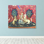 De Dame en de Eenhoorn, Zicht Canvas Afdruk (Insitu (Houten vloer))