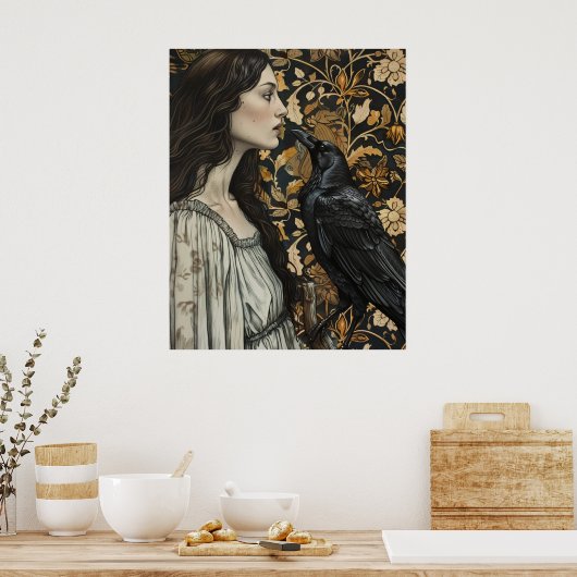 De dame en de raaf poster (Keuken)