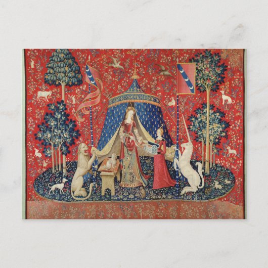 De dame en de Unicorn: "Alleen naar mijn wens" Briefkaart (Voorkant)