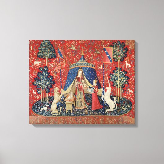 De dame en de Unicorn: "Alleen naar mijn wens" Canvas Afdruk (Voorkant)