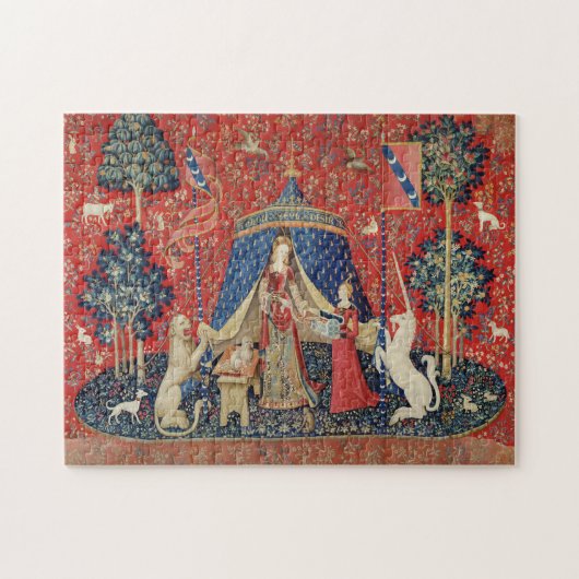 De dame en de Unicorn: "Alleen naar mijn wens" Legpuzzel (Horizontaal)