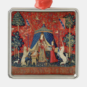 De dame en de Unicorn: "Alleen naar mijn wens" Metalen Ornament
