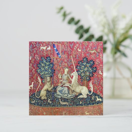 De Dame en de Unicorn. Bedankkaart (Staand voorkant)