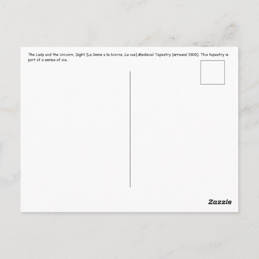 De Dame en de Unicorn. Briefkaart (Achterkant)