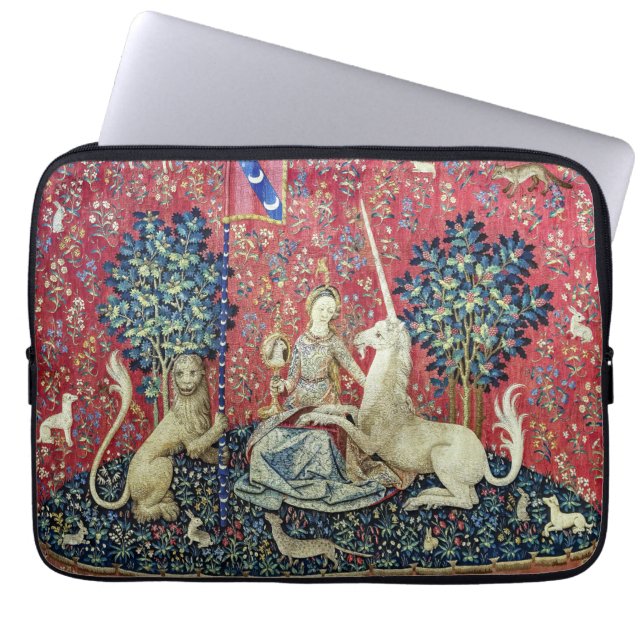 De Dame en de Unicorn. Laptop Sleeve (Voorkant)