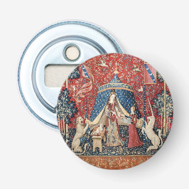 De Dame en de Unicorn, naar mijn enige wens Button Flesopener