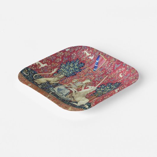 De Dame en de Unicorn. Papieren Bordje (Gebogen)