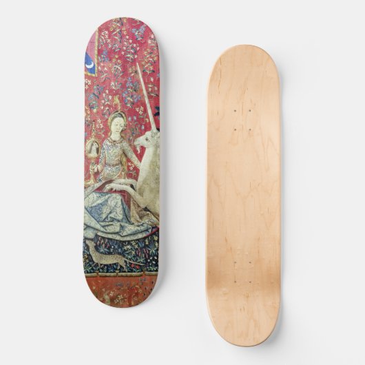 De Dame en de Unicorn. Persoonlijk Skateboard (Voorkant)