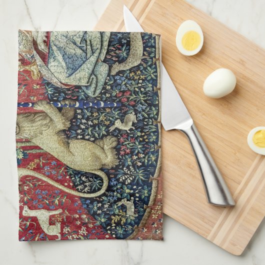 De Dame en de Unicorn. Theedoek (Quarter Fold)