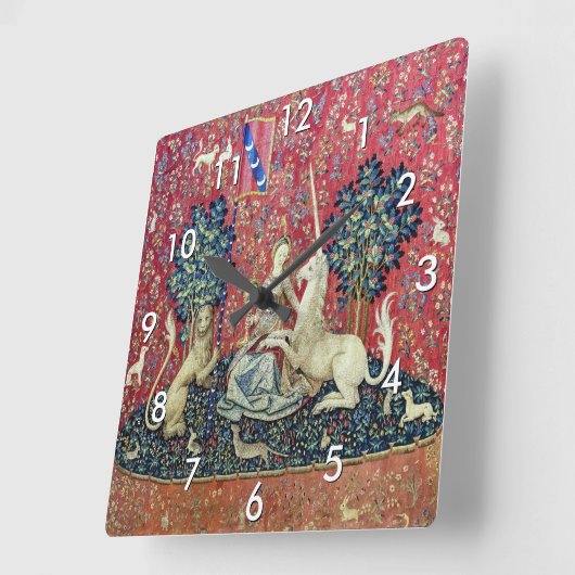 De Dame en de Unicorn. Vierkante Klok (Hoek)