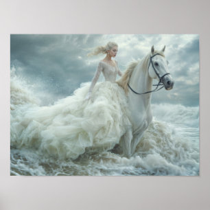 De Dame en de Woede van de Oceaan Poster