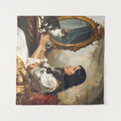 De dame en haar kat - een tijdloze Victoriaans poo Wandkleed (Voorkant (horizontaal))