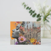 De dame in een stads collage briefkaart (Staand voorkant)