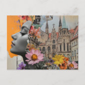 De dame in een stads collage briefkaart (Voorkant)
