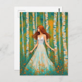 De dame in het bos briefkaart (Voorkant / Achterkant)