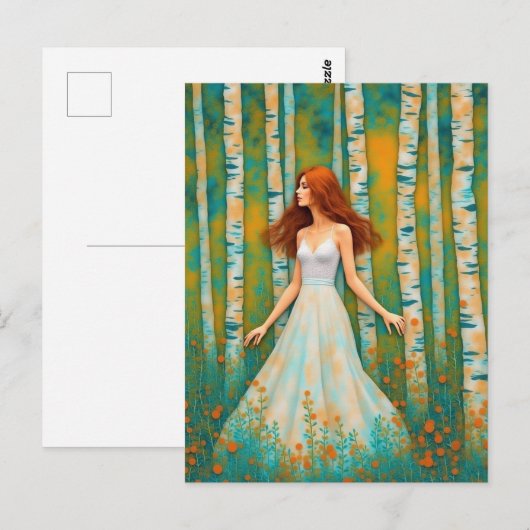 De dame in het bos briefkaart (Voorkant / Achterkant)