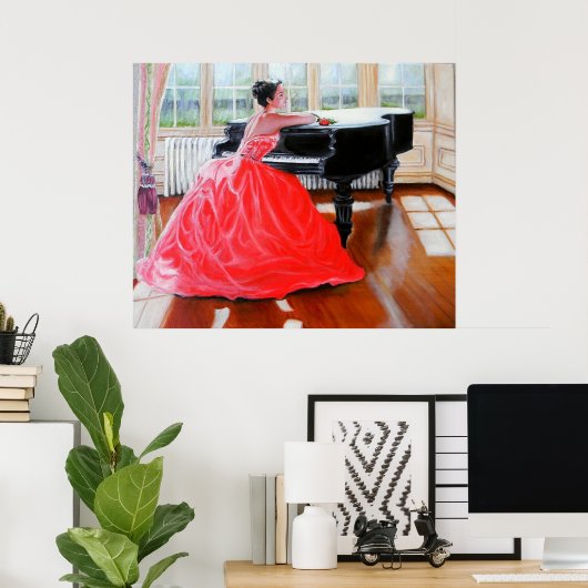 De dame in het rood poster (Thuiskantoor)