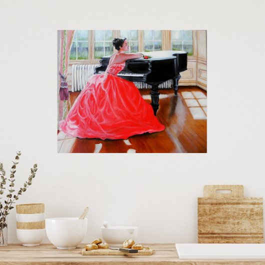 De dame in het rood poster (Keuken)