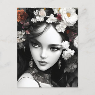 De dame met bloemen in haar Briefkaart