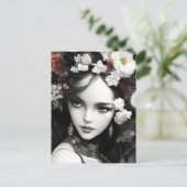 De dame met bloemen in haar Briefkaart (Staand voorkant)