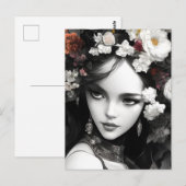 De dame met bloemen in haar Briefkaart (Voorkant / Achterkant)