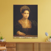 De dame met de Groene Turban Canvas Afdruk (Insitu (Woonkamer))