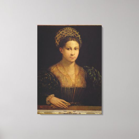 De dame met de Groene Turban Canvas Afdruk (Voorkant)
