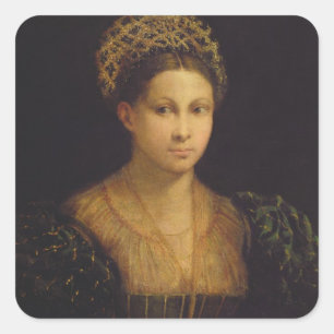 De dame met de Groene Turban Vierkante Sticker