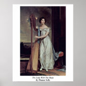 De dame met de harp van Thomas Sully Poster (Voorkant)