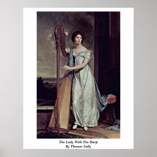 De dame met de harp van Thomas Sully Poster (Voorkant)