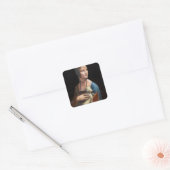 De dame met de weel van Leonardo da Vinci rena Vierkante Sticker (Envelop)