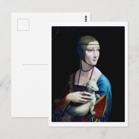 De Dame met een Ermine, Leonardo da Vinci Briefkaart (Voorkant / Achterkant)