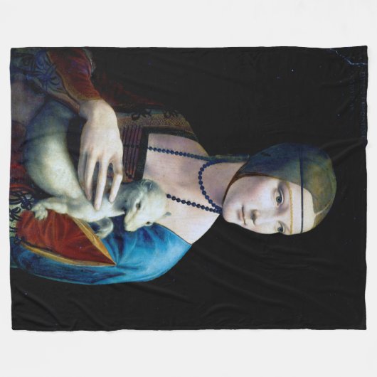 De Dame met een Ermine, Leonardo da Vinci Fleece Deken (Voorkant (Horizontaal))