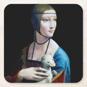 De Dame met een Ermine, Leonardo da Vinci Kartonnen Onderzetters