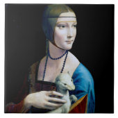 De Dame met een Ermine, Leonardo da Vinci Tegeltje (Voorkant)
