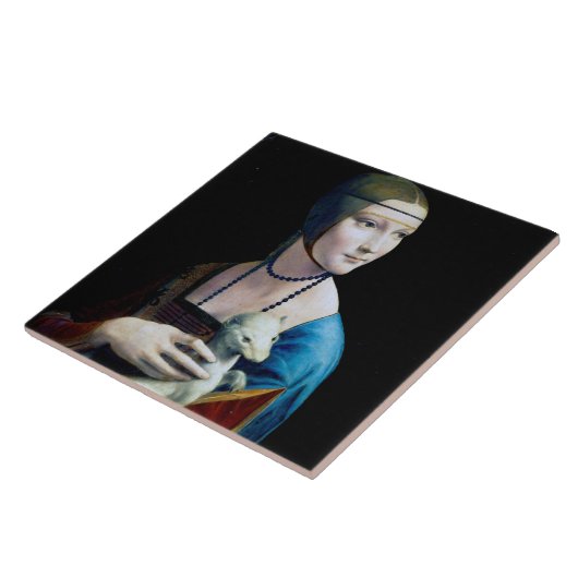 De Dame met een Ermine, Leonardo da Vinci Tegeltje (Zijkant)