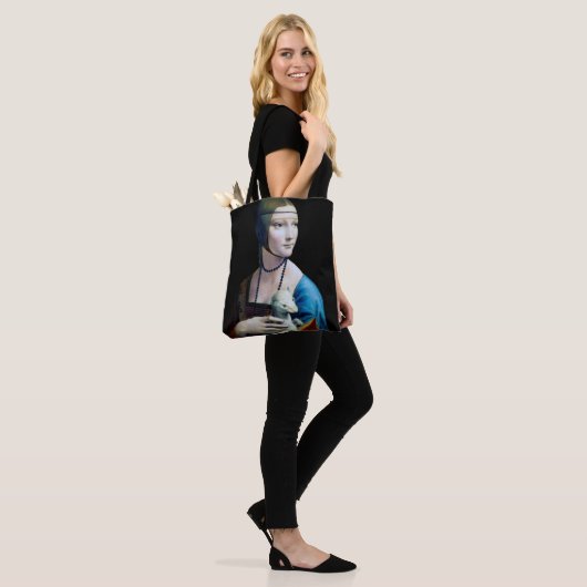 De Dame met een Ermine, Leonardo da Vinci Tote Bag (Op model)
